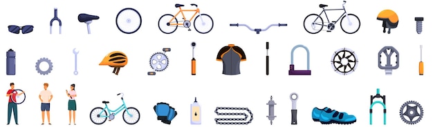 Vector bicycle store icons set vector