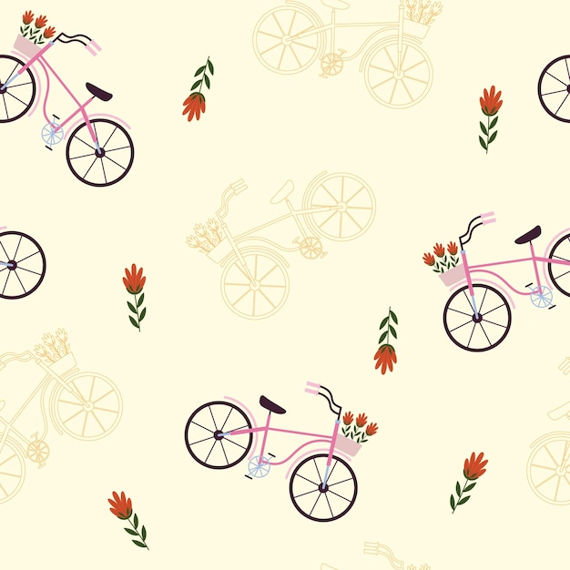 Bicycles and flowers pattern