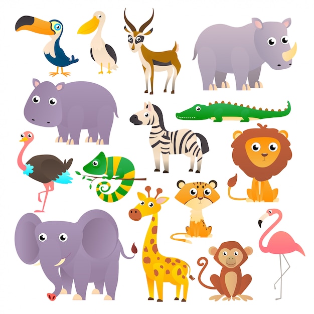 Vector big collection wild animals