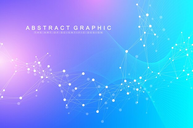 Vector big genomic data visualization. dna helix, dna strand, dna test. molecule or atom, neurons.