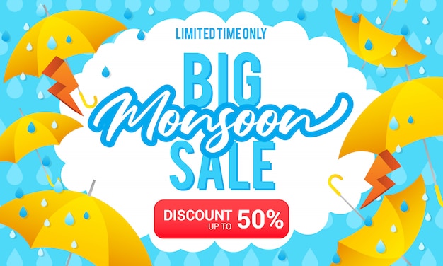 Vector big monsoon sale illustration