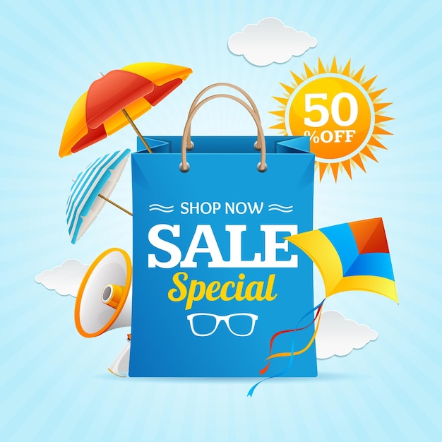 Big Sale Summer Concept Banner Card or Poster Vector