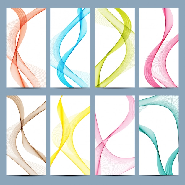 Vector big set of colorful banners with curved lines.  modern page website design template . illustration