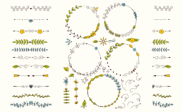 Vector big set of decorative hand drawn elements