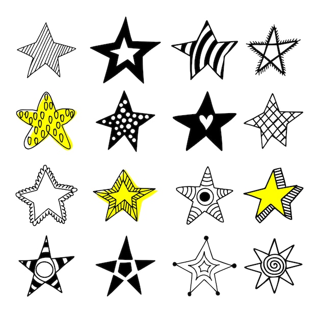 Big set of doodle stars icons