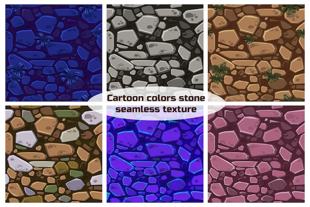 Vector big set view seamless background texture color stones. illustration