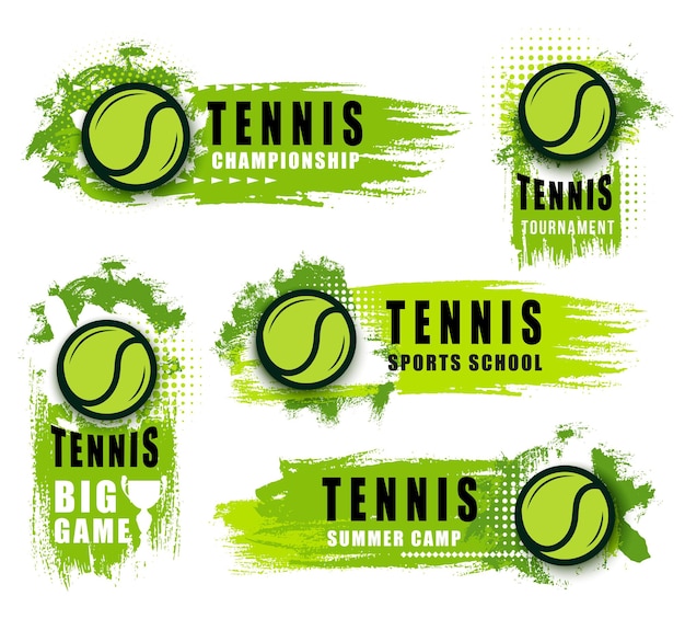 Vector big tennis game icons with ball and blobs
