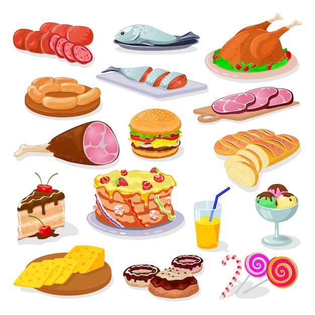 Big vector set with festive food