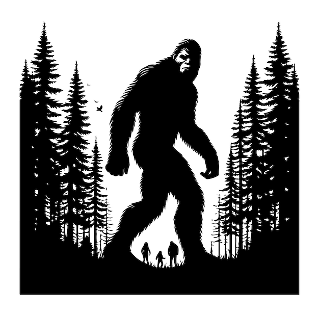 Vector bigfoot silhouettes vector illustration