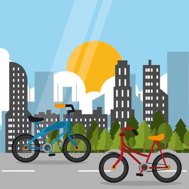 bike with city background image