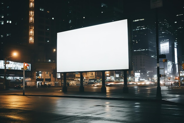 Vector a billboard that is on a pole in the night