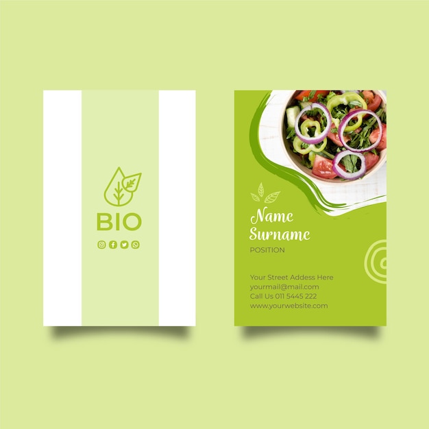 Bio and healthy food double sided business card