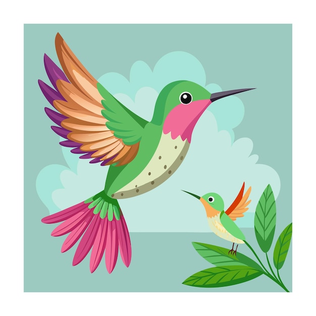 Bird vector illustration Hummingbird cartoon design