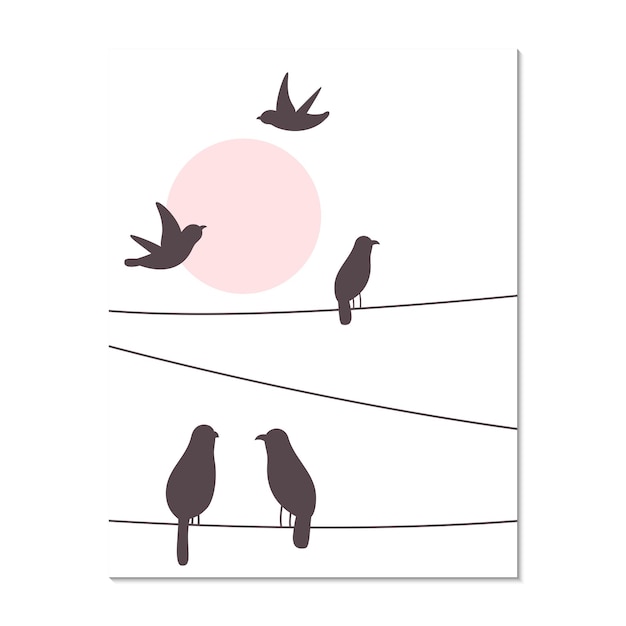 Vector birds on wire