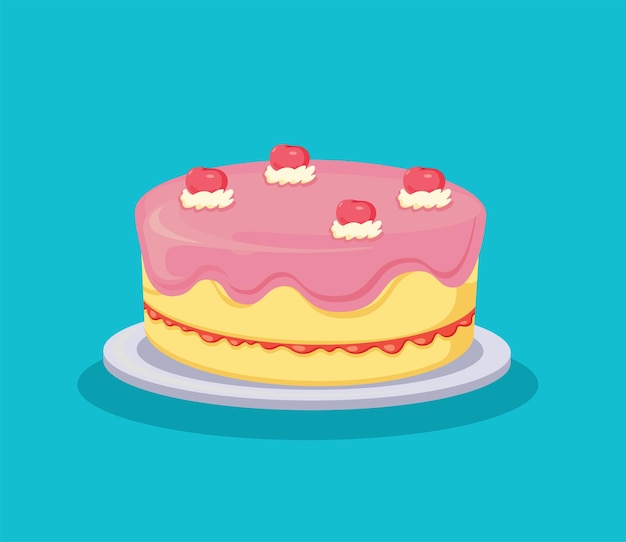 Birthday cake isolated vector illustration