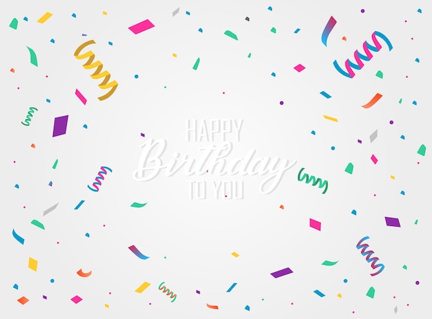 Vector birthday festive background with colorful confetti vector illustration