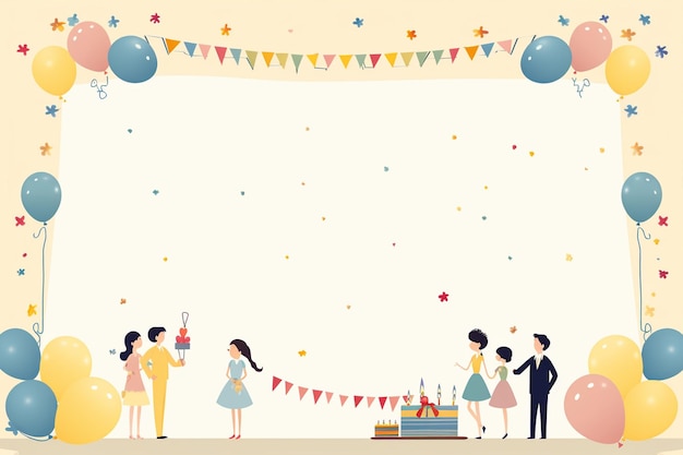 Vector birthday party background with colorful elements