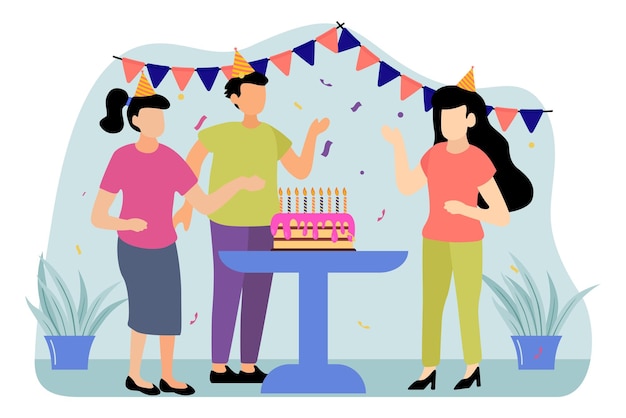 Vector birthday party flat design illustration