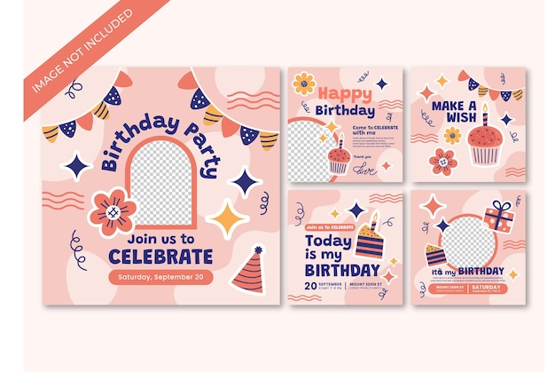 Vector birthday party ig posts