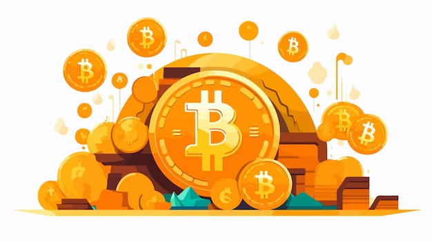 Vector bitcoin cryptocurrency design flat vector