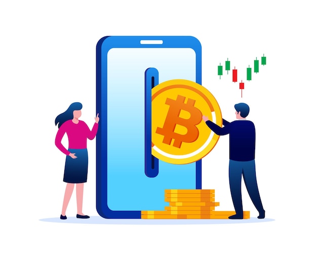 bitcoin investing flat vector illustration banner