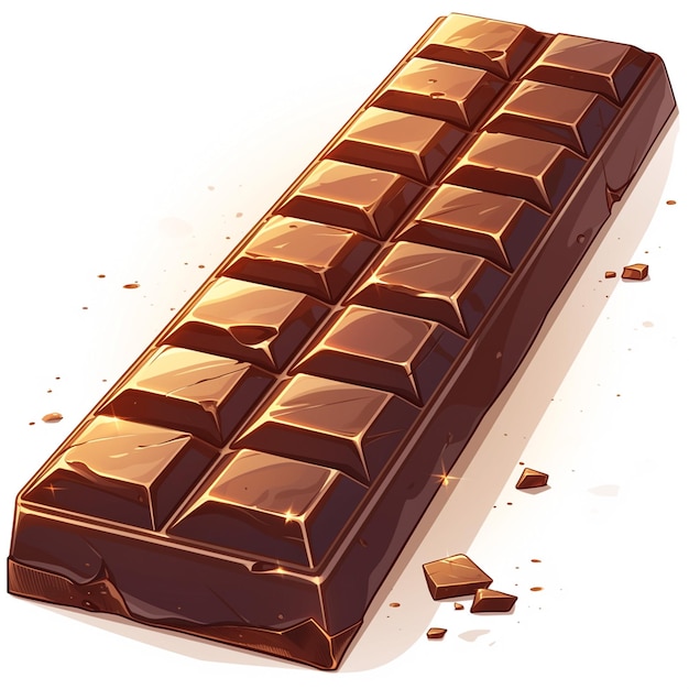 Bitter Dark Chocolate Bar Elegant Cartoon Style