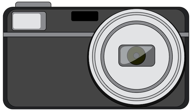 Black compact camera on white background