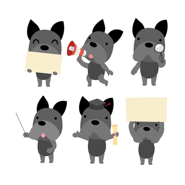 Black dog character design presenting concept