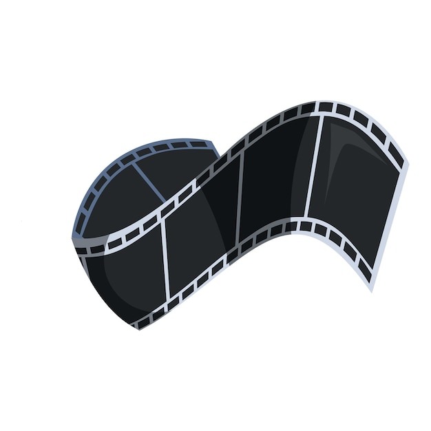 Vector black film strip waving on white background