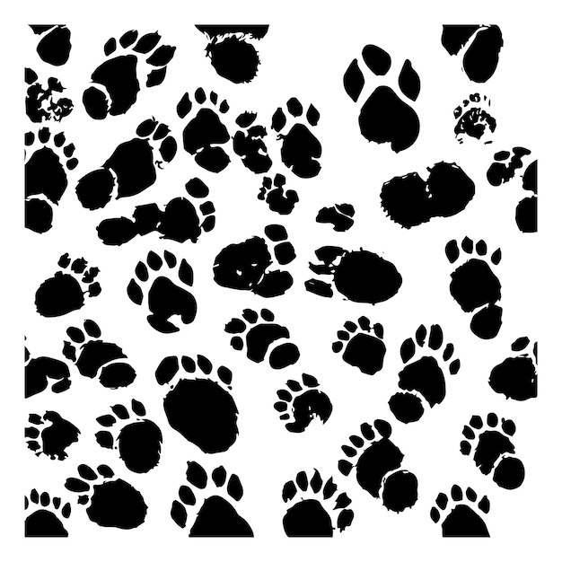 Black footprints of man and dog turn left or right vector illustration