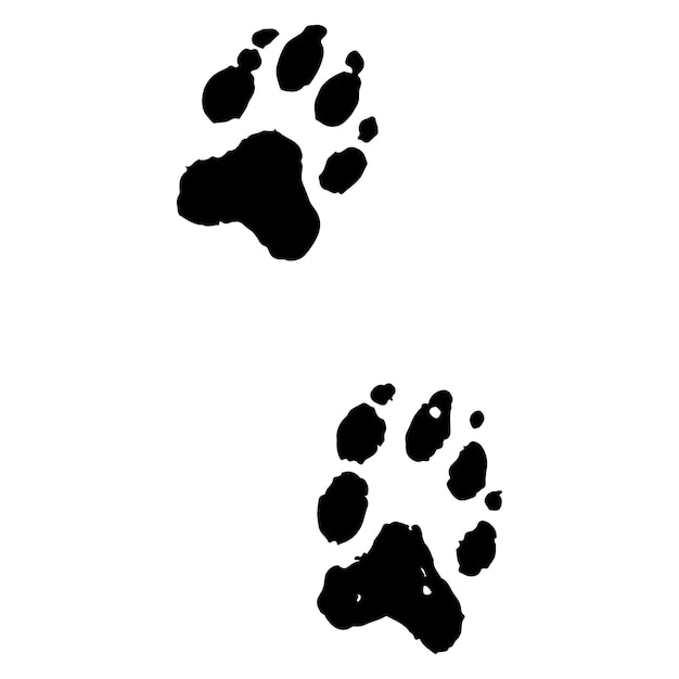 Black footprints of man and dog turn left or right vector illustration