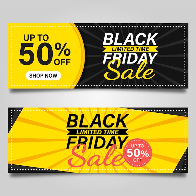 Vector black friday banner design template on black and yellow background. vector illustration