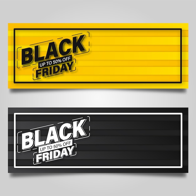 Black Friday banner design template on black and yellow colors