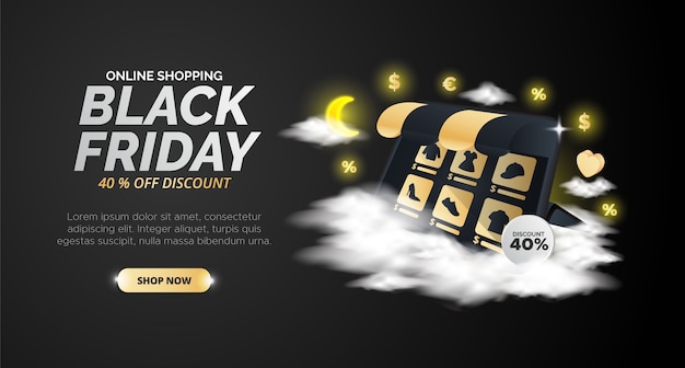 Black Friday design with tablet elements.