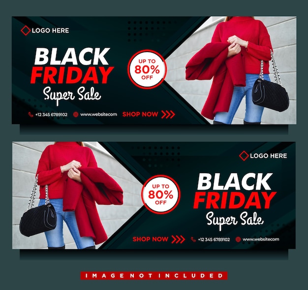 Black friday mega sale banner, social media facebook cover with black   template