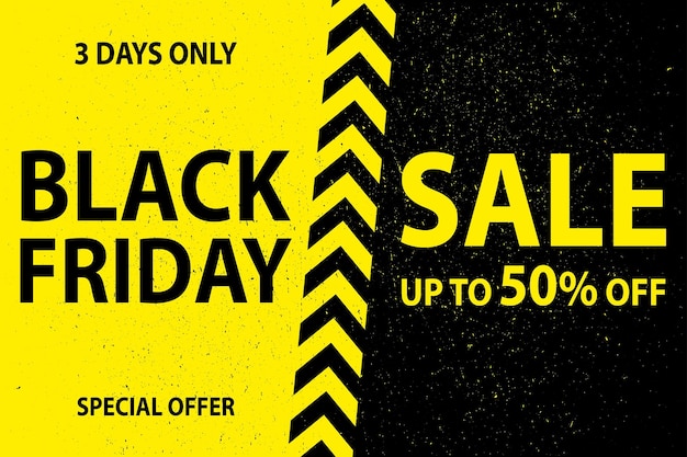 Vector black friday sale background grunge style black and yellow banner vector illustration