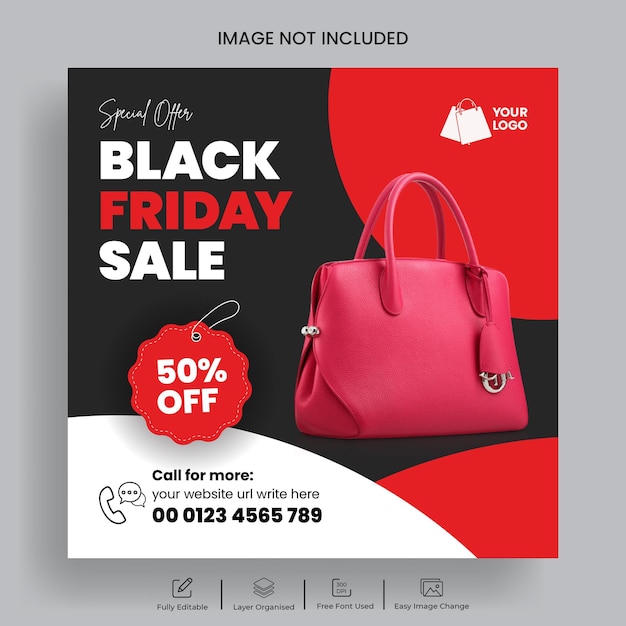 Black friday social media post banner and Instagram post template design