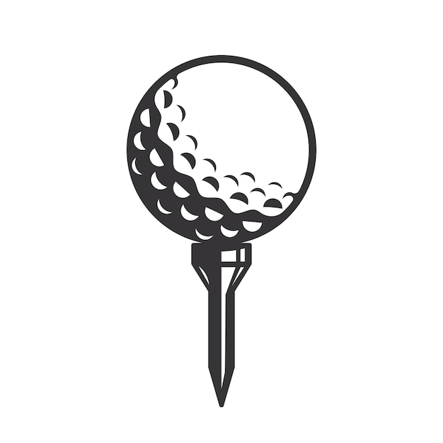 Black golf ball silhouette golf ball Line art logos or icons vector illustration