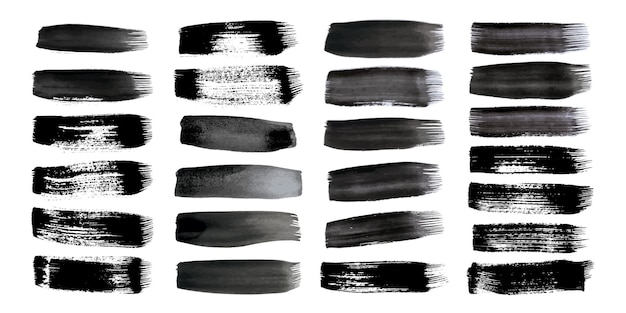 Vector black grunge brush strokes. big set ofpainted ink stripes. ink spot isolated on white background. vector illustration