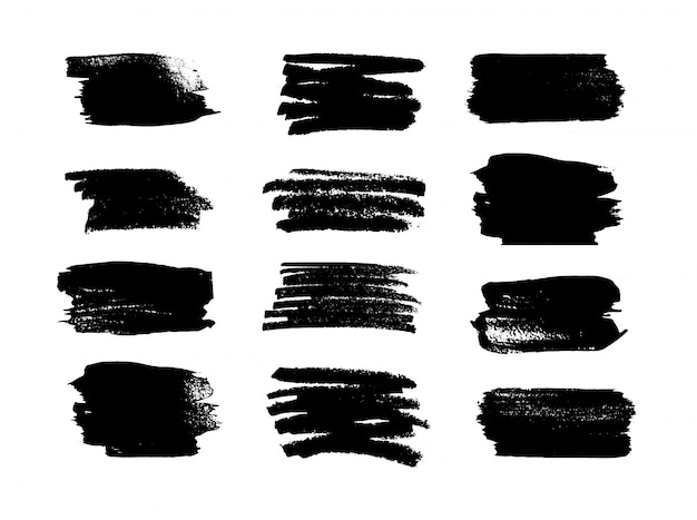 Black grungy strokes, ink. Grunge  elements