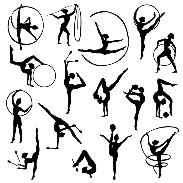 Black Gymnastics Female Silhouettes