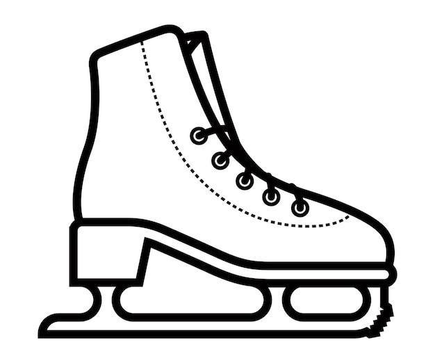 Black linear icon of skate for skating on ice in winter