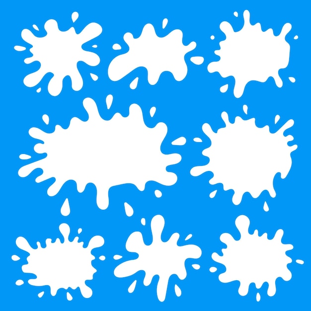 Black Milk blot vector icon set. Cartoon paint splashes.