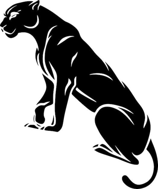 Vector black panther silhouette vector illustration on white background