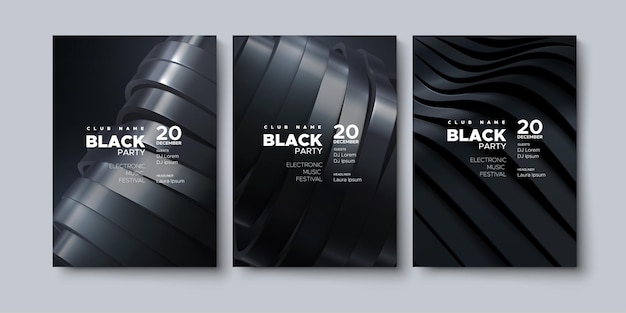 Vector black party advertising posters template