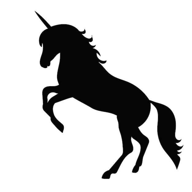 Black silhouette of a unicorn, vector