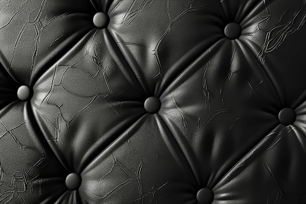 Vector black upholstery pattern horizontal elegant black leather texture with buttons for pattern