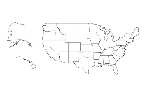 Black vector map of the United States