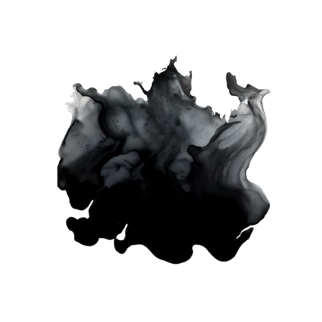 Black water color brush stroke design isolated on white