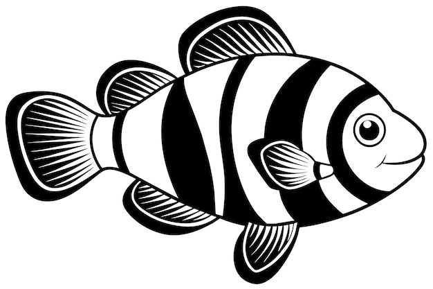 black and white clown fish vector